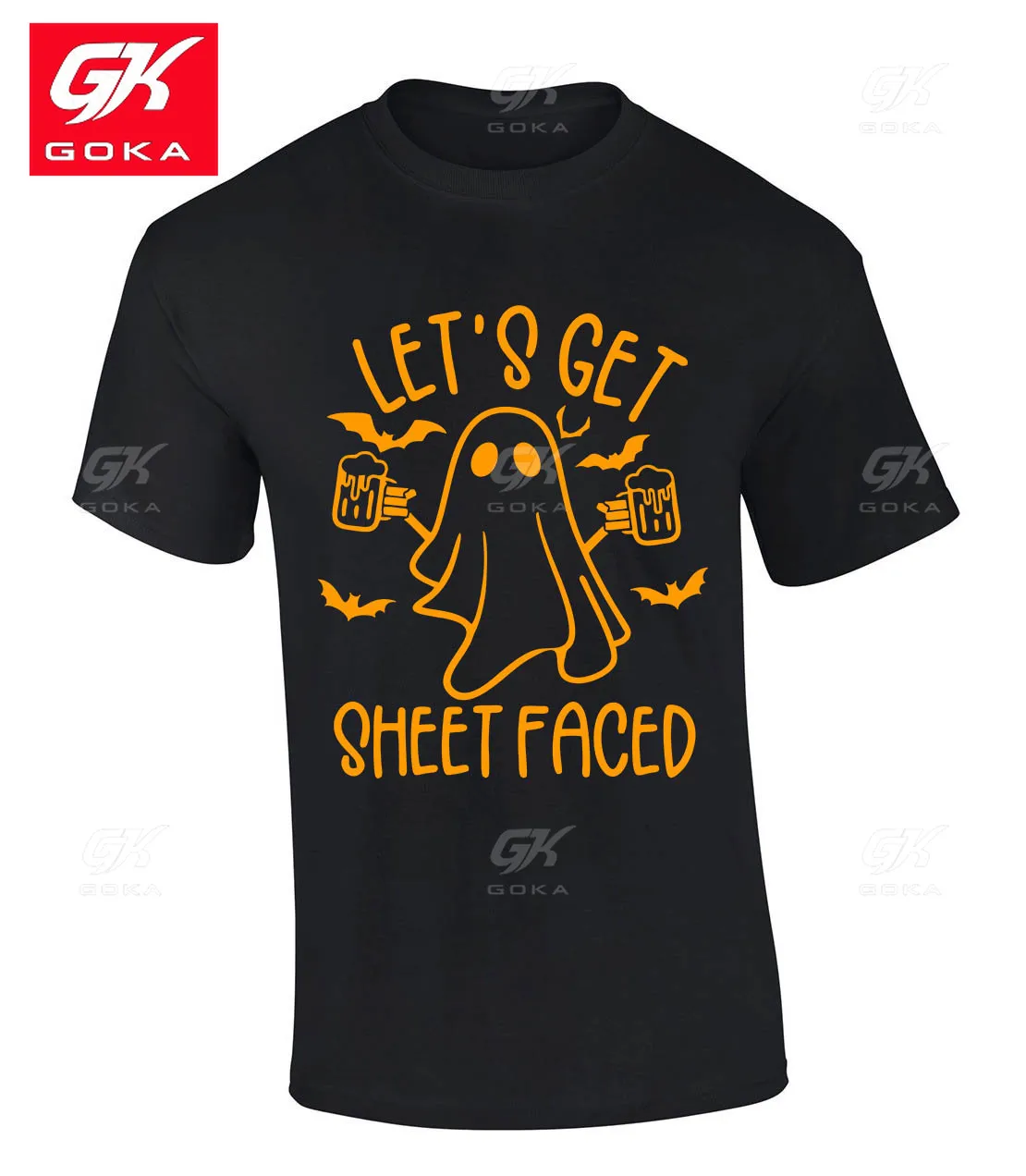 Men Halloween Tshirt Let's Get Sheet Faced Beer Ghost Funny Short Sleeve Graphic Clothing Cotton Tees Vintage Tops Printed Tee