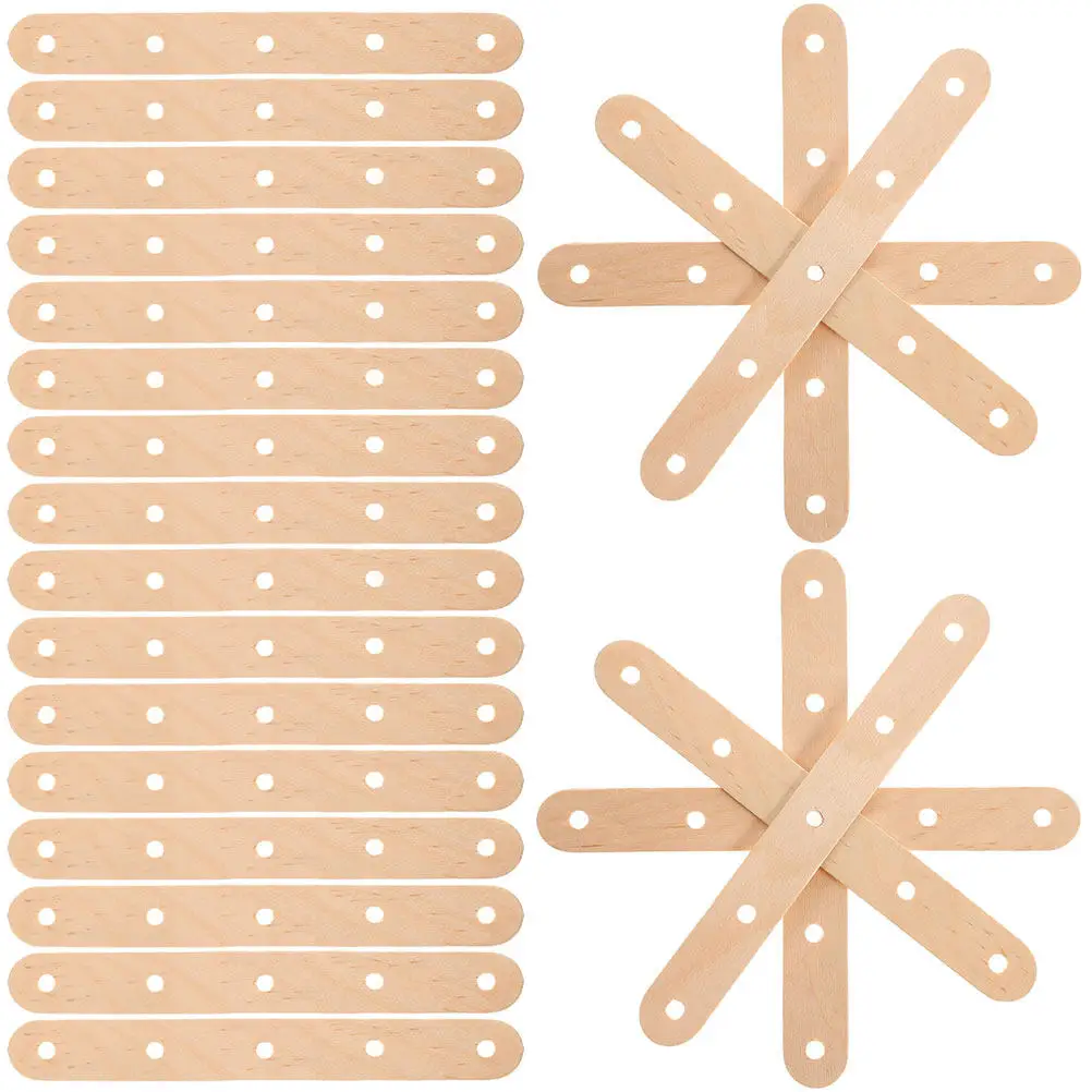 150Pcs DIY Wooden Craft Sticks with Holes Unfinished Wood Sticks for Crafts Art Projects School DIY Home Decoration Waxing
