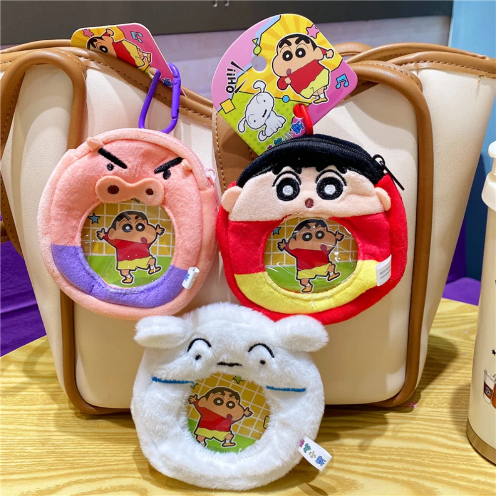 Portachiavi portamonete portatile autentico Crayon Shin-Chan Kawaii Cartoon Girlish Heart Auricolare Rossetto Organizer Borsa Portachiavi Regali