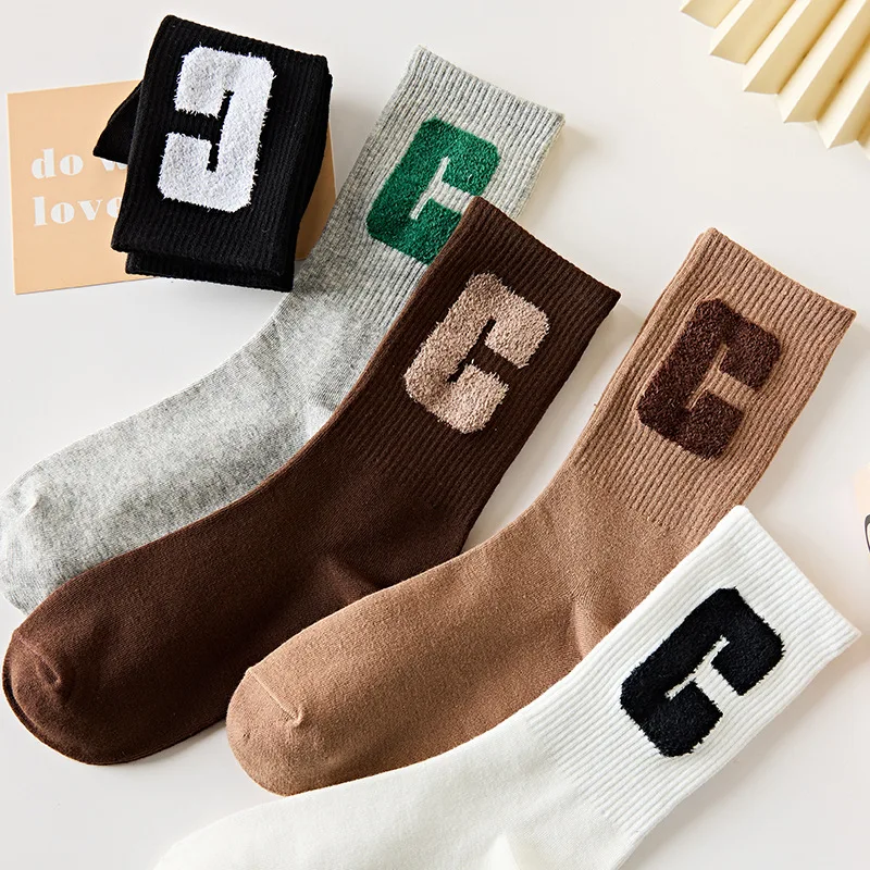 

Fashion Letter C Socks Mid Tube Women's Sports Cotton Sweat-Absorbing Breathable Unisex Women Men Hiphop Street Skateboard Sox