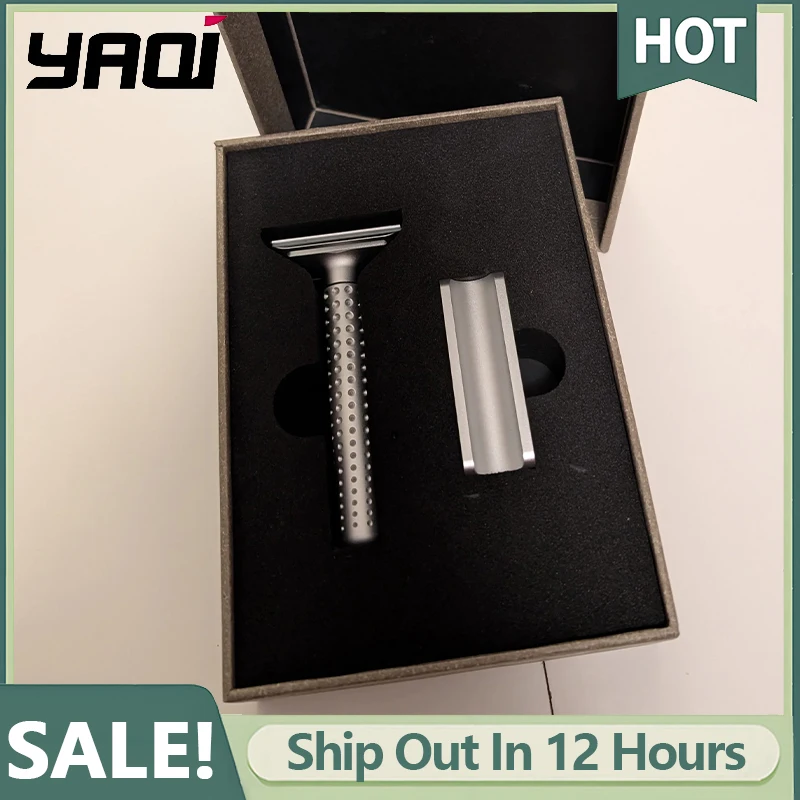 

Yaqi Sputnik Алюминиевая мужская безопасная бритва и держатель с лезвием 1,25 мм, ручка диаметром 13,5 мм, длина 82,5 мм, удобная ручка