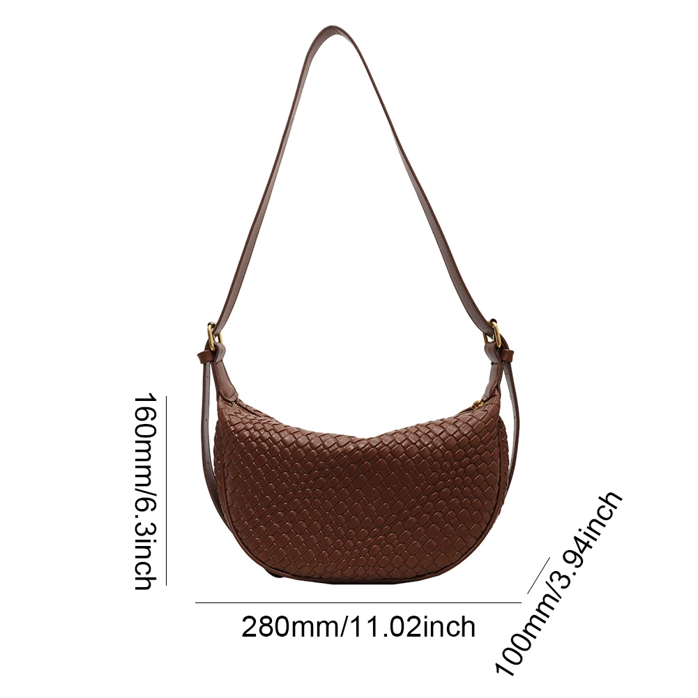 Women Daily Shoulder Bag Adjustable Strap Woven Simple Hobo Dumpling Bag Solid Color Stylish Shoulder Bag Shopping Bag