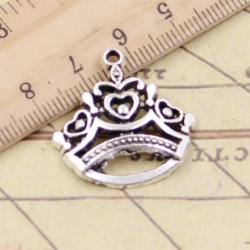 

10pcs Charms Hollow Crown 26x26mm Tibetan Silver Color Pendants Antique Jewelry Making DIY Handmade Craft