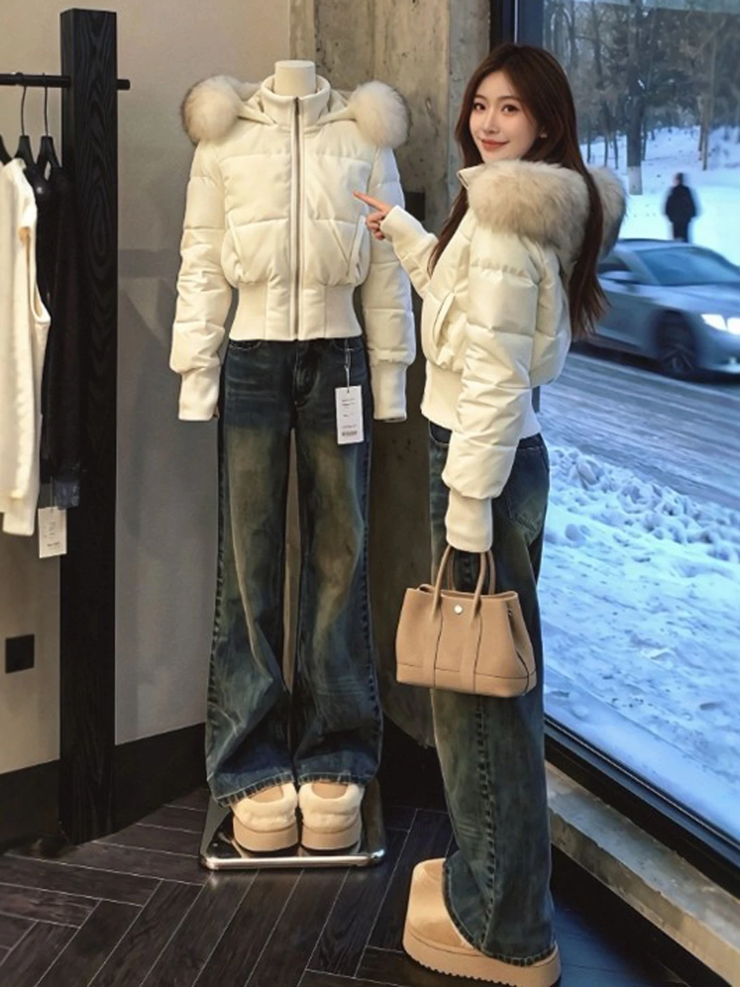 

Cute ort Hooded Cotton Jaet Gentle Sle Korean Version Loose Fit Long Sve Zipper Closure Color Spring Outerwear
