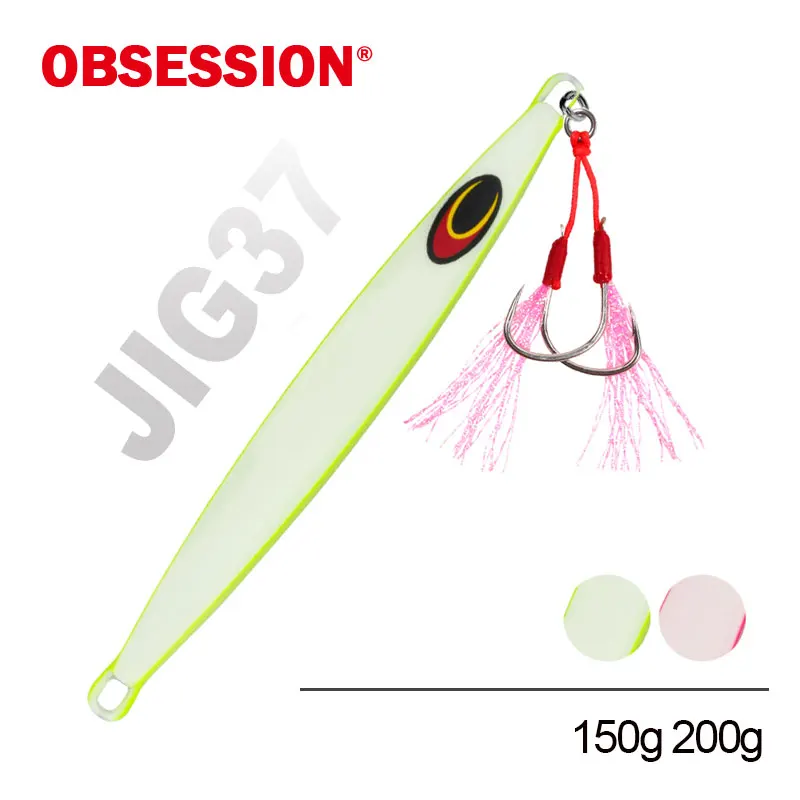 OBSESSION J37 150g200g Offshore Flat Knife Luminous Fast Sinking Jigging Metal Speed Artificial Trout Bass Sea Fishing Lure