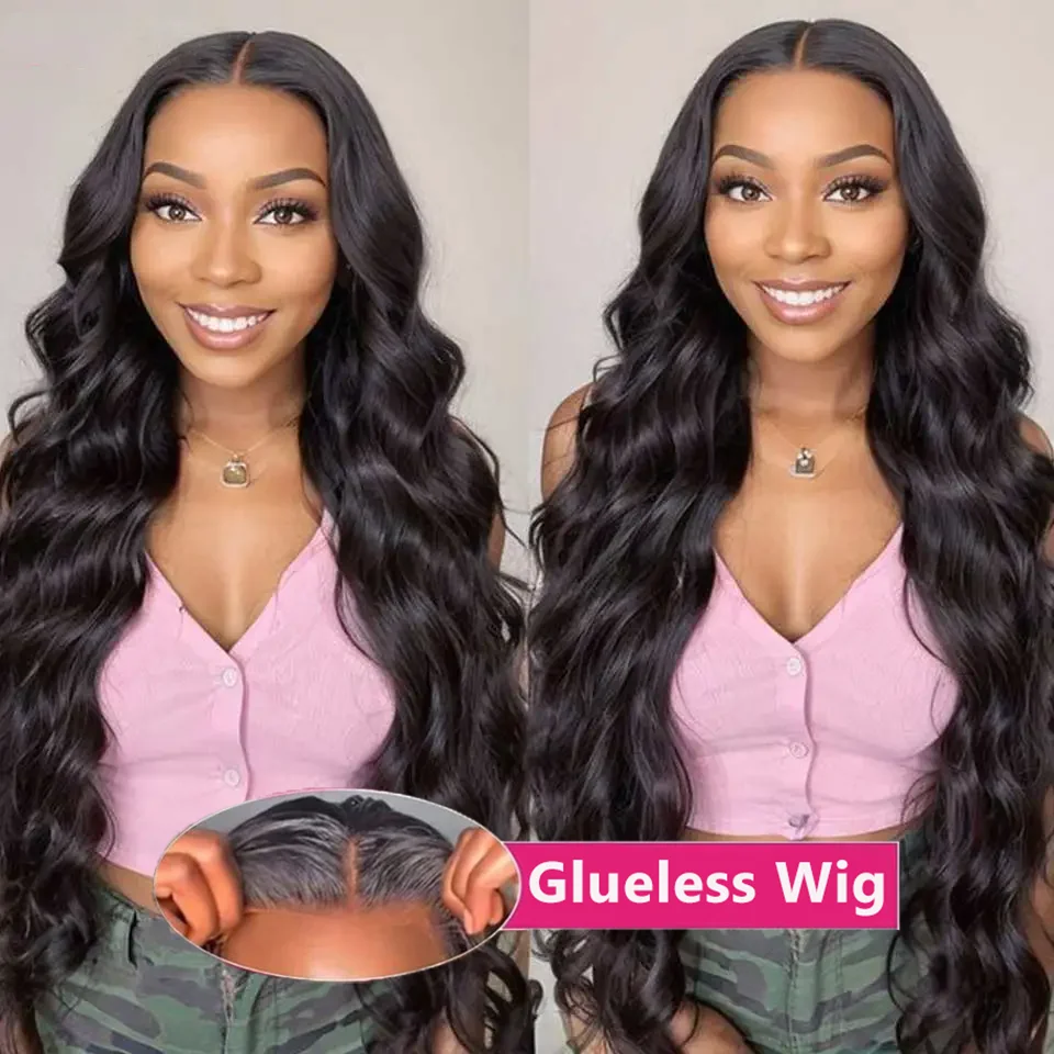 Body Wave New Glueless Wig Human Hair Pre-plucked 5x5 Transparent Lace Closure Wigs For Women 32 34 36Inch Pre Cut Brazilian