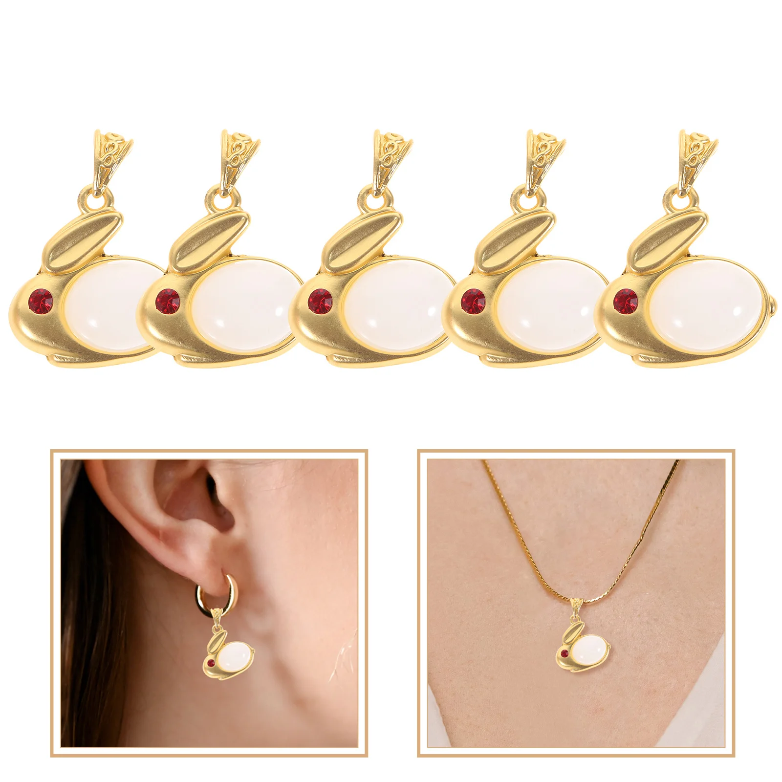 

5Pcs Rabbit Charms Pendants Bunny DIY Jewelry Accessories Bracelet Necklace Keychain Rabbit Charms