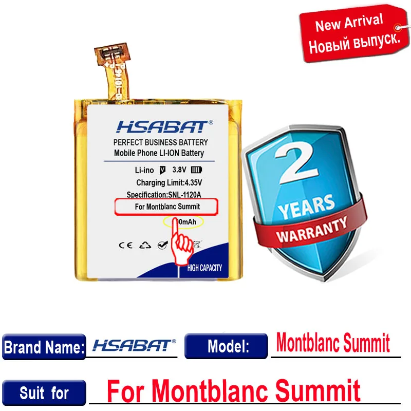 بطارية HSABAT بقدرة 500 مللي أمبير في الساعة لساعة Montblanc Summit الذكية