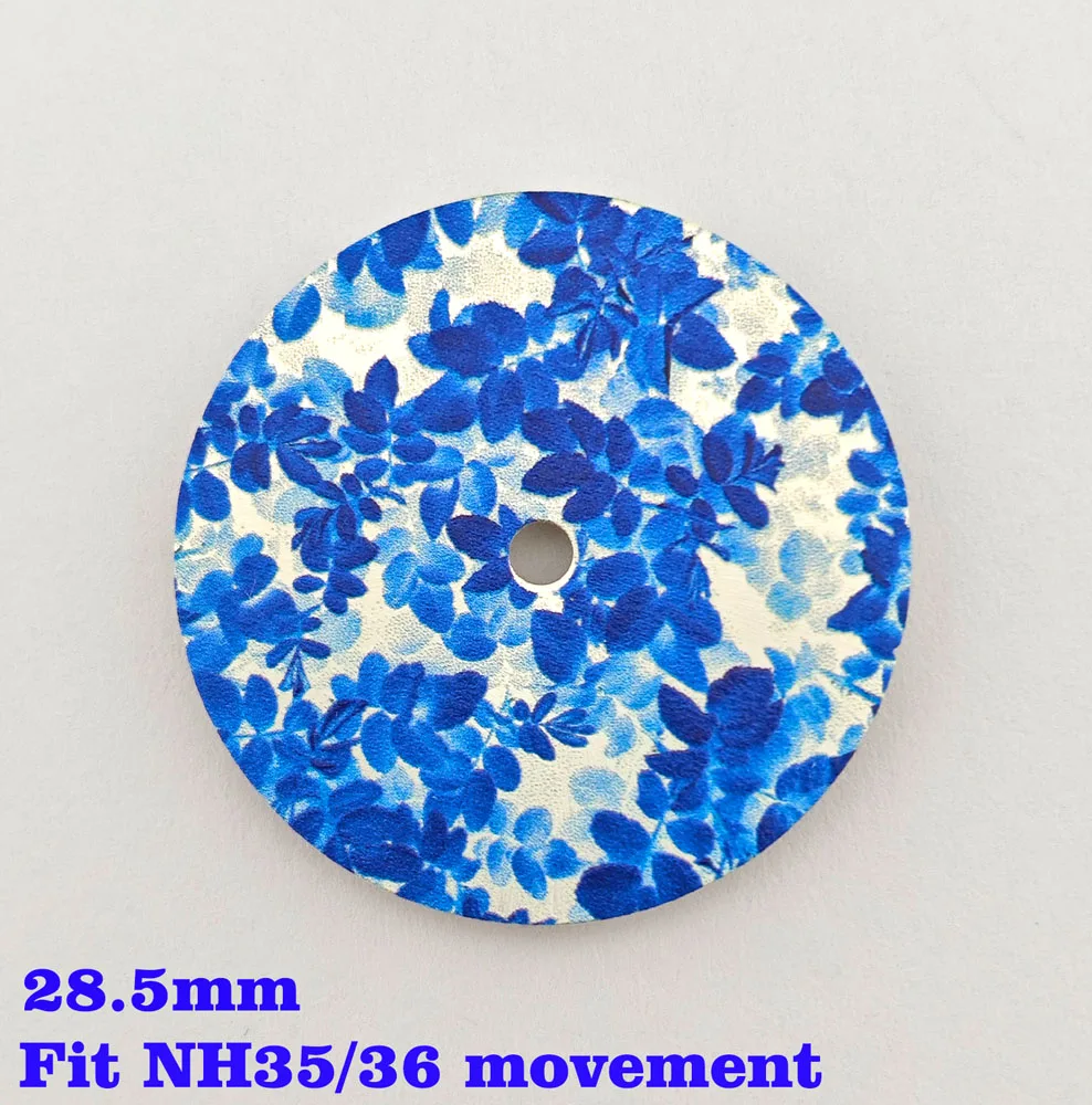28.5mm 다이얼 NH35 다이얼 NH36 다이얼 블루 앤 화이트 도자기 시리즈 고품질 다이얼 NH35/36 무브먼트 시계 액세서리에 적합