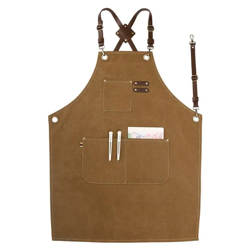 Canvas Apron Custom Pattern Barista Milk Tea Shop Kitchen Baking Workwear Men Women Hair Salon Apron Personalized Printing Logo view 4
