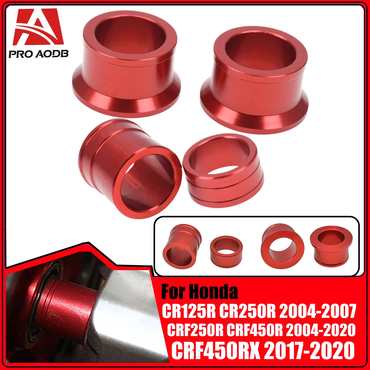 

Motocycle CNC Front Rear Wheel Hub Spacers Kit For Honda CRF450X CR125R CR250R CRF250R CRF250RX CRF450RX CRF450L CRF250X CRF450R