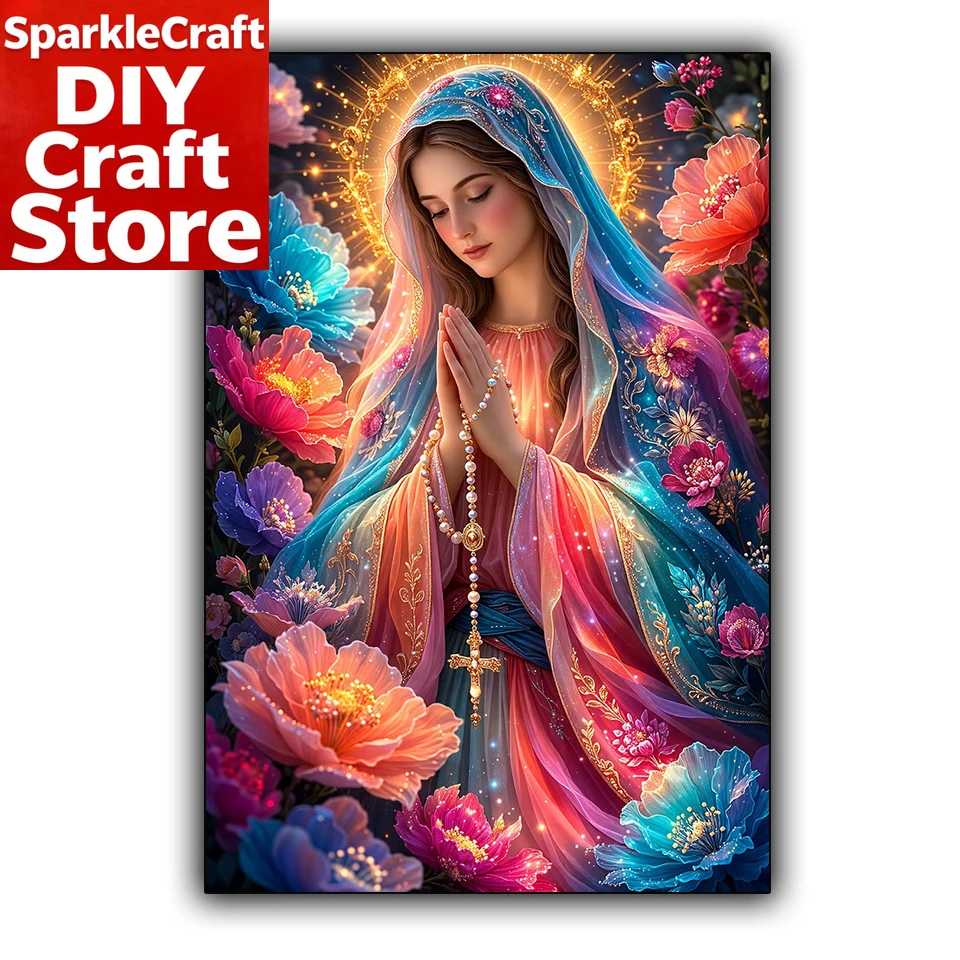 Virgin Mary Mother of Jesus Diamond Painting Kit 5D DIY Diamond Embroidery Cross Stitch Handmade Art Gift Crafts Home Decor Gift
