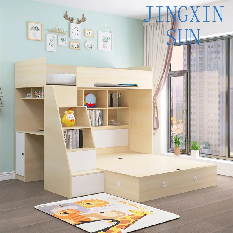 S-Type Twin Bed for Small Apartment with Child and Daughter Duplex Second Floor Dislocated Mother and Child Bedroom Furniture