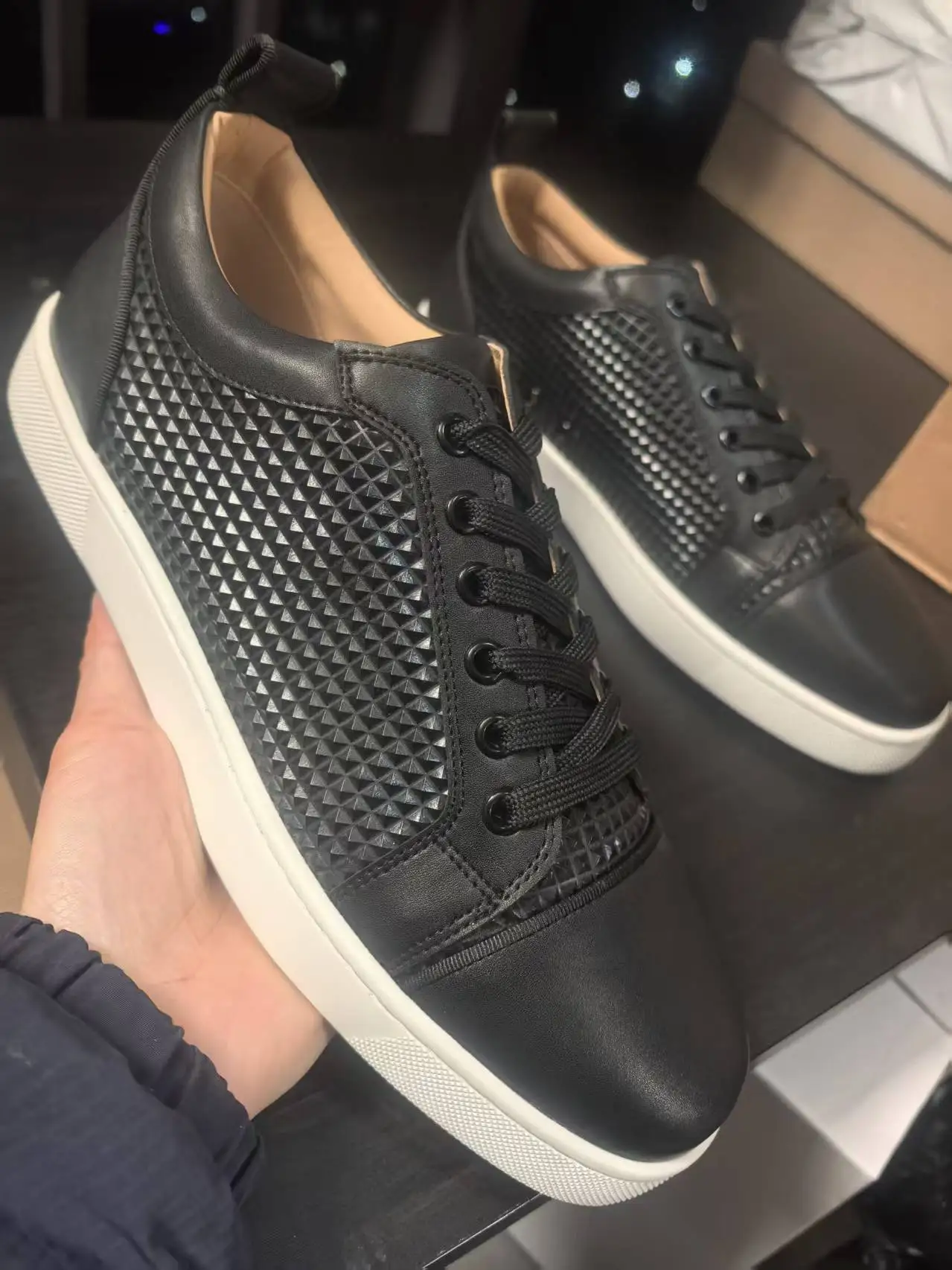 Patchwork Round Head Men Sneakers Spring Rivet Boys Shoes Fashion Outdoor Lace-up Flats Cover Heel Male Lace-up Shoes