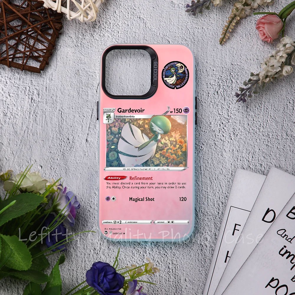 

Card Design Gardevoir Phone Case Laser Metallic For IPhone 16 15 14 13 12 11 Pro Max Matte Aurora Multicolor Gradient Cover