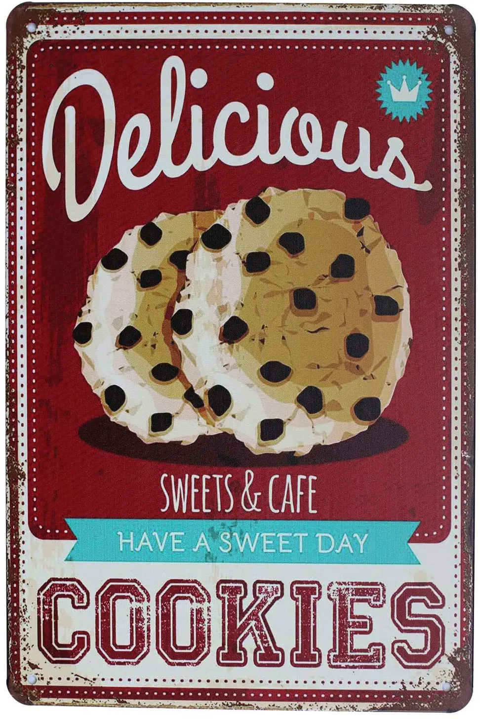 

SUMIK Delicious Cookies, Metal Tin Sign, Vintage Art Poster Plaque Kitchen Home Wall Decor