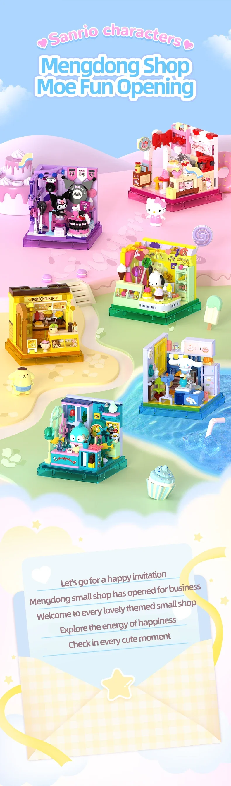 AREA-X Sanrio Serie Kuromi Hellokitty Cinnamoroll Bausteine MOC Kreative Haus Ornament Modell Ziegel Spielzeug Für Erwachsene Geschenke – Detail 1