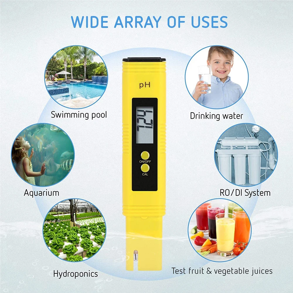 Digital LCD PH Meter ปากกาของเครื่องทดสอบความแม่นยํา 0.1 Aquarium Pool น้ําไวน์ปัสสาวะการสอบเทียบอัตโนมัติ pH ค่า 0.00-14.00