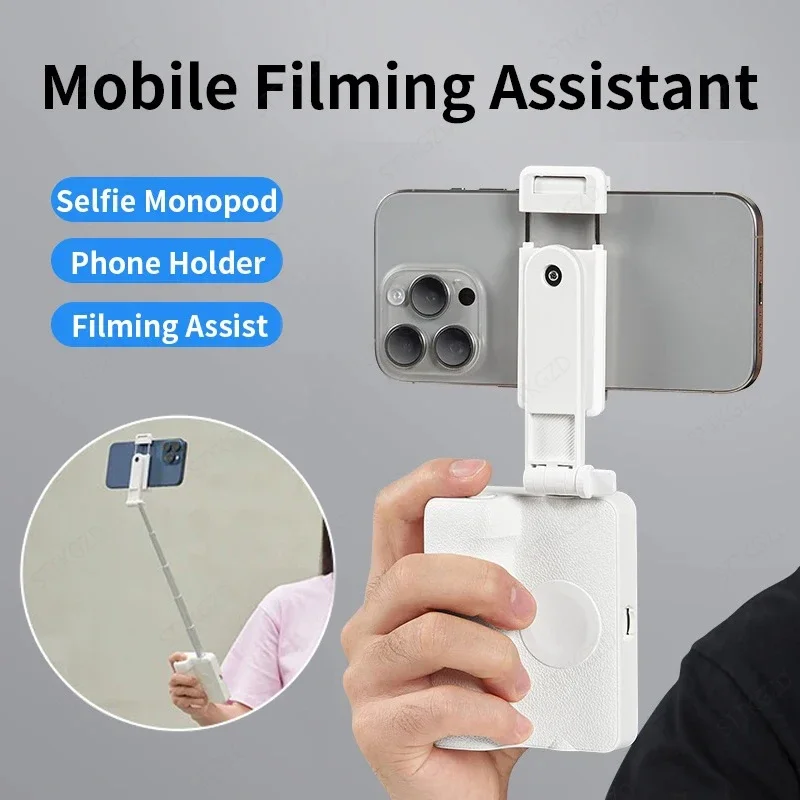 Mini bastão de selfie dobrável 360 °   Suporte giratório para telefone, auxílio para tiro, bluetooth, remoto, portátil, estável, vlogging, transmissão ao vivo, viagem