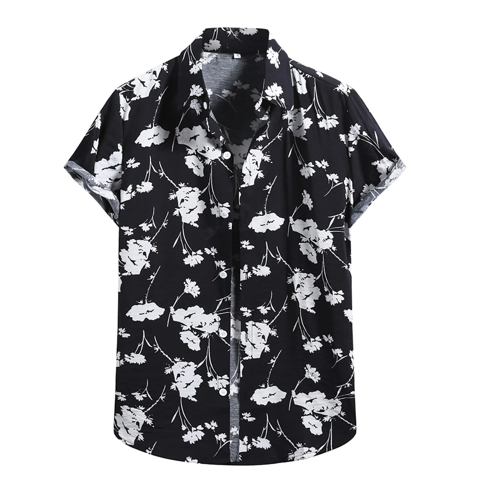 Hawaii Men Women Casual Flower Print Shirts 2024 Summer Short Sleeve Lapel Button Up Camisole Plus Size Loose Casual Beach Tops