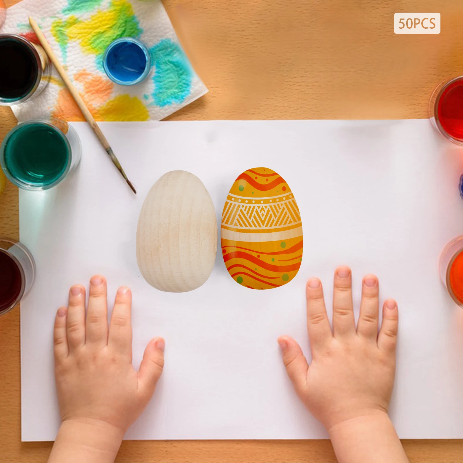 

Bymaocar 50 шт. деревянные яйца, яйца для рукоделия, 4*6 см пасхальные яйца для украшения для рисования, окрашивания, резьбы