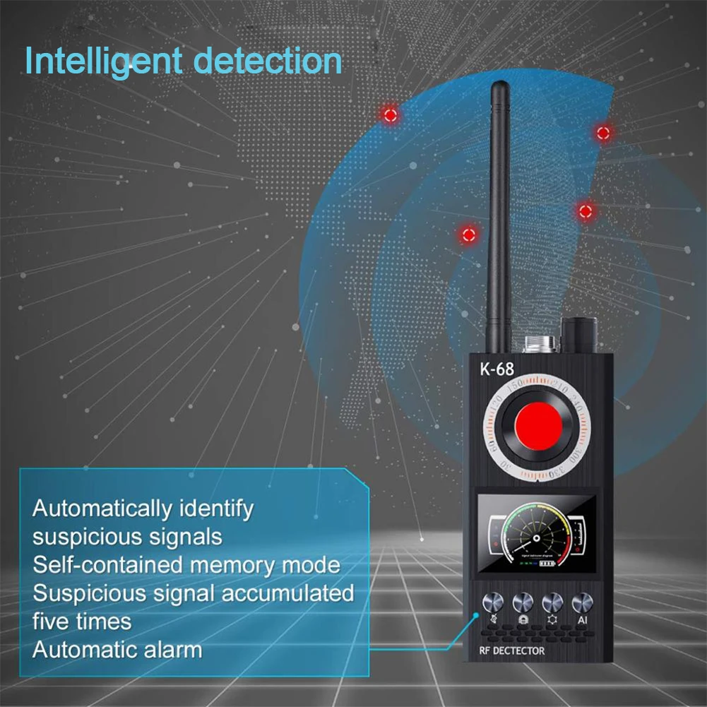 New K68 Multifunction Detector Mini Audio Spy Camera GSM Finder GPS Signal Lens RF Locator Tracker Detection Wireless Camera