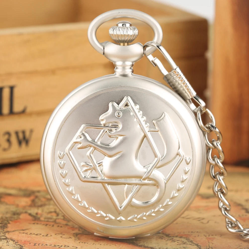 Animation Fullmetal Alchemist Quartz Pocket Watch Fob/Necklace Steampunk Pocket Clock Student Anime Boy Retro Timepiece Gift