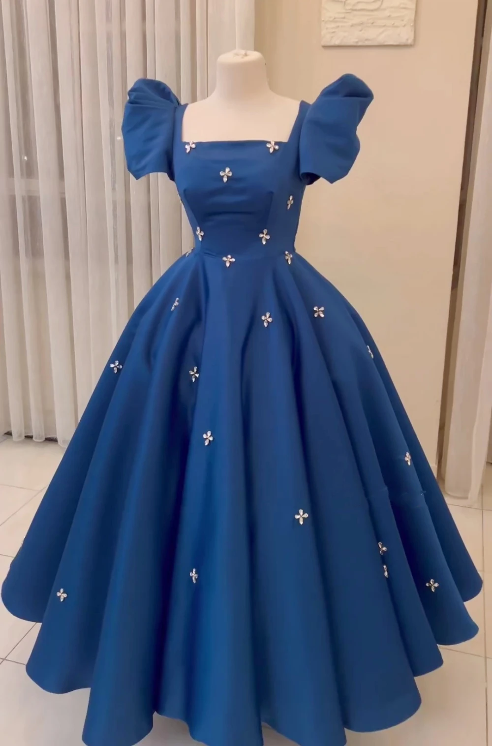 Customized Prom Retro Square Ball Gown Floor Length  Dresses Rhinestone Applique s Formal Occasion 	vestidos para mujer gala par