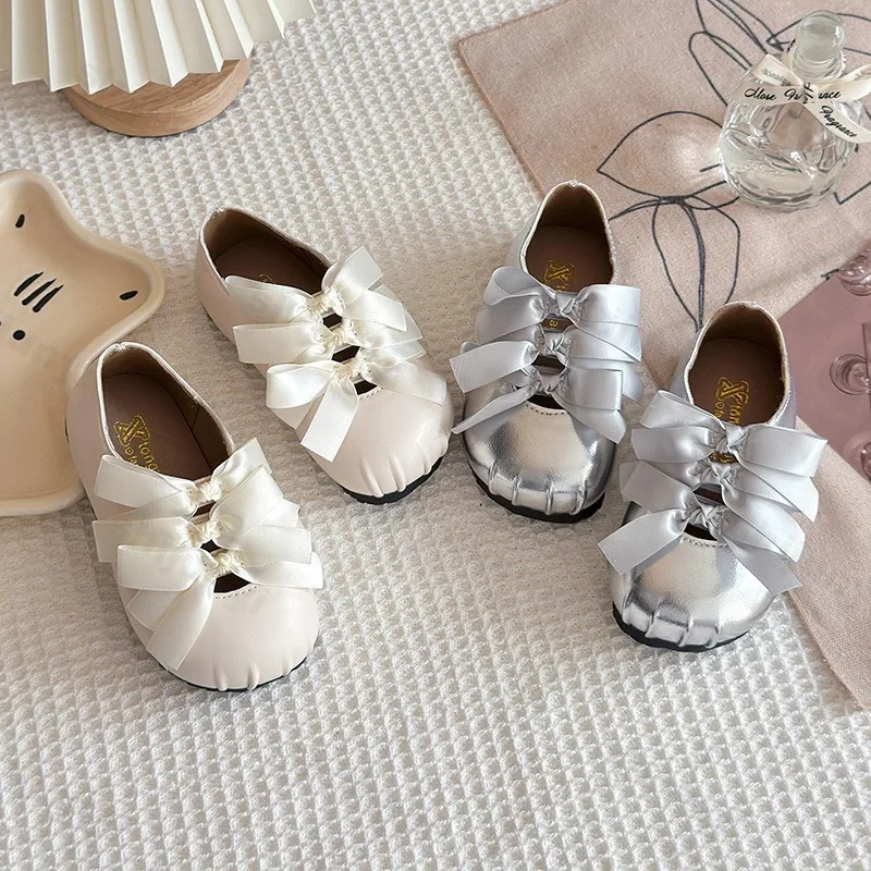 

2025 Spring New Baby's Casual Princess Shoes Fashion Bow Designed Soft Soled Baby Shoes Single Shoes Comfortable Slip on Flats