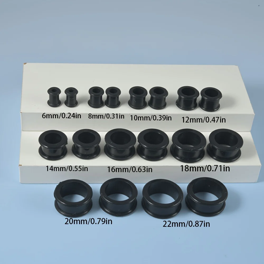 1 PC/10 PCS Piercing Tunnel Set Soft/Hard Silicone Flesh Tunnel Plug 2g-25mm Flexible Ear Stretching Gauge Expander Black