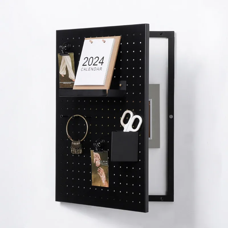 

Decorative Mesh Storage Box, Aesthetic Wire Grid Organizer with Pegboard, Display & Conceal Items for Bedroom, Living Room