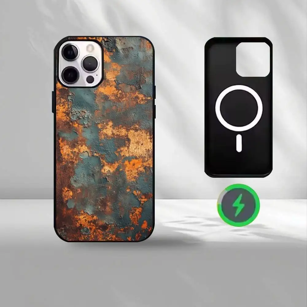 R-Retro Industrial Style Rusty  Phone Case For iPhone17,16,15,14,13,12,11 Plus,Pro Max Magnetic For Magsafe Wireless Charging