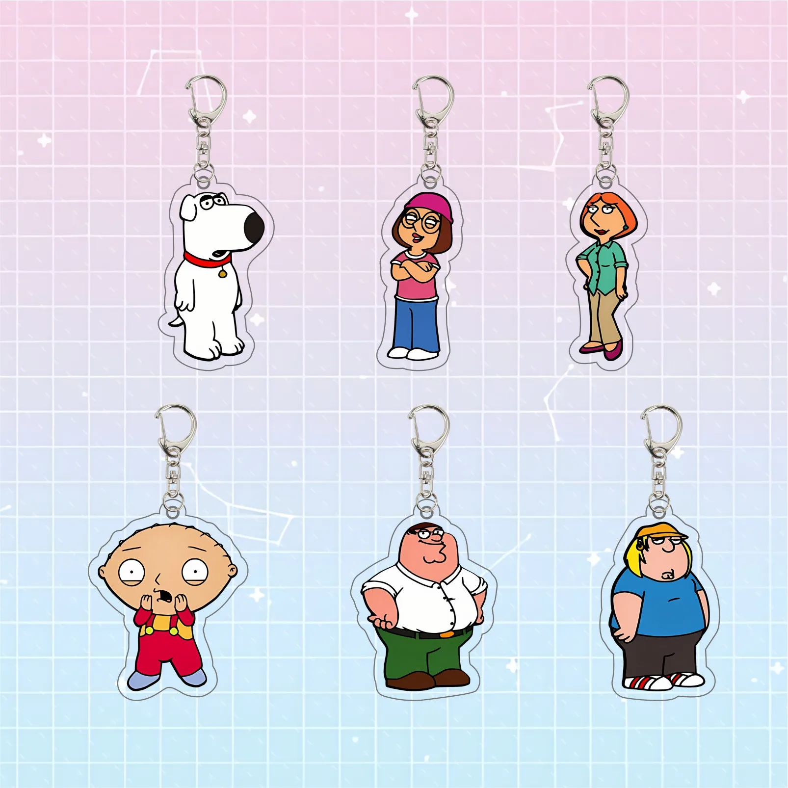 Cartoon Family Guy Acrylic Keychain 6CM Stewie Griffin Peter Griffin Brian Griffin Lois Griffin Bag Ornament Fan Merchandise