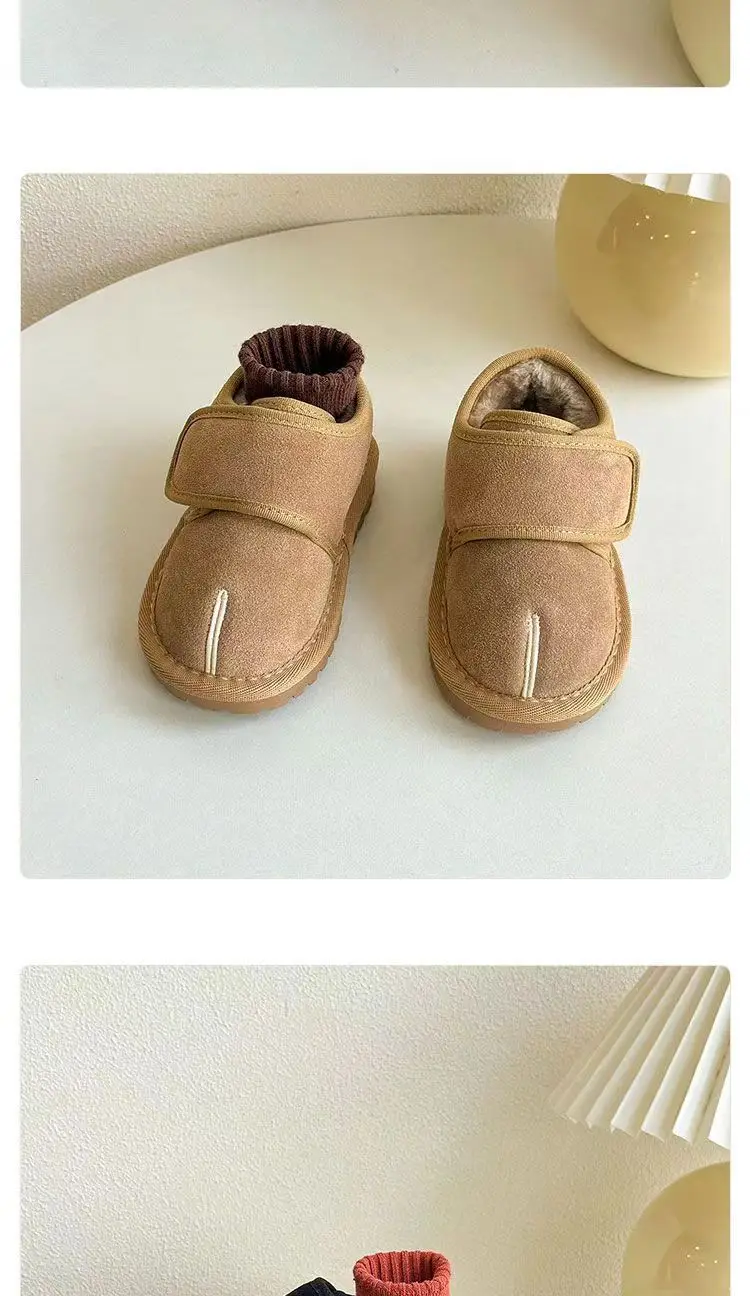 Kinder Winter Schnee Stiefel Neue 2025, Faux Wildleder Warme Plüsch Baumwolle Schuhe Jungen Mode Anti-slip Gummi Sohle mädchen Stiefeletten – Detail 10