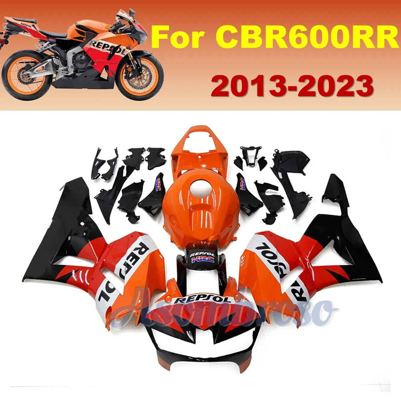 For HONDA Repsol CBR600RR 2013 2014 2015 2016 2017 2018 2019 -2023 CBR 600RR Full Fairings Set Injection Molded Body Orange