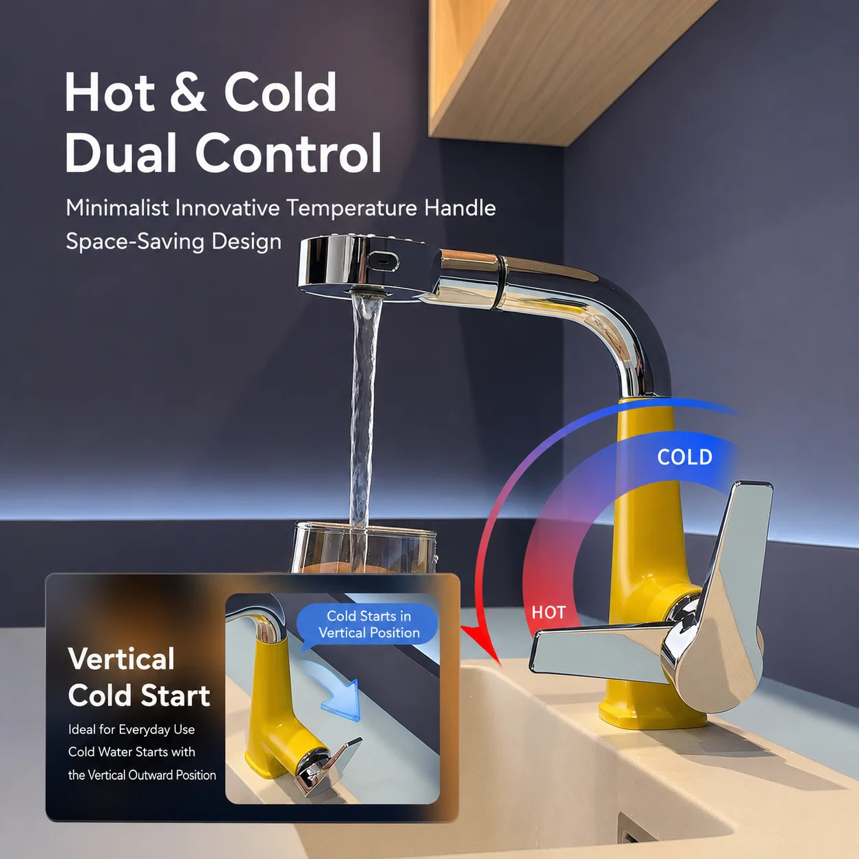 Pull Out Basin Faucet 4 Modes Liftable 360° Swivel Hot Cold Bathroom Sink Mixer Tap Dopamine Color Vanity Faucet