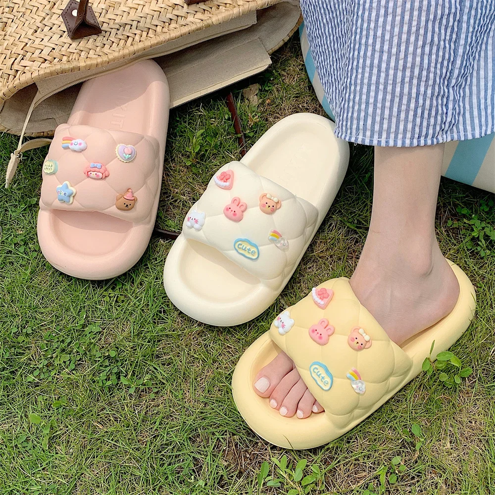 Cute Cartoon Girl Thick Sole Slippers For Summer Man Women EVA Anti Slip Soft Thick Sole Cool Slippers