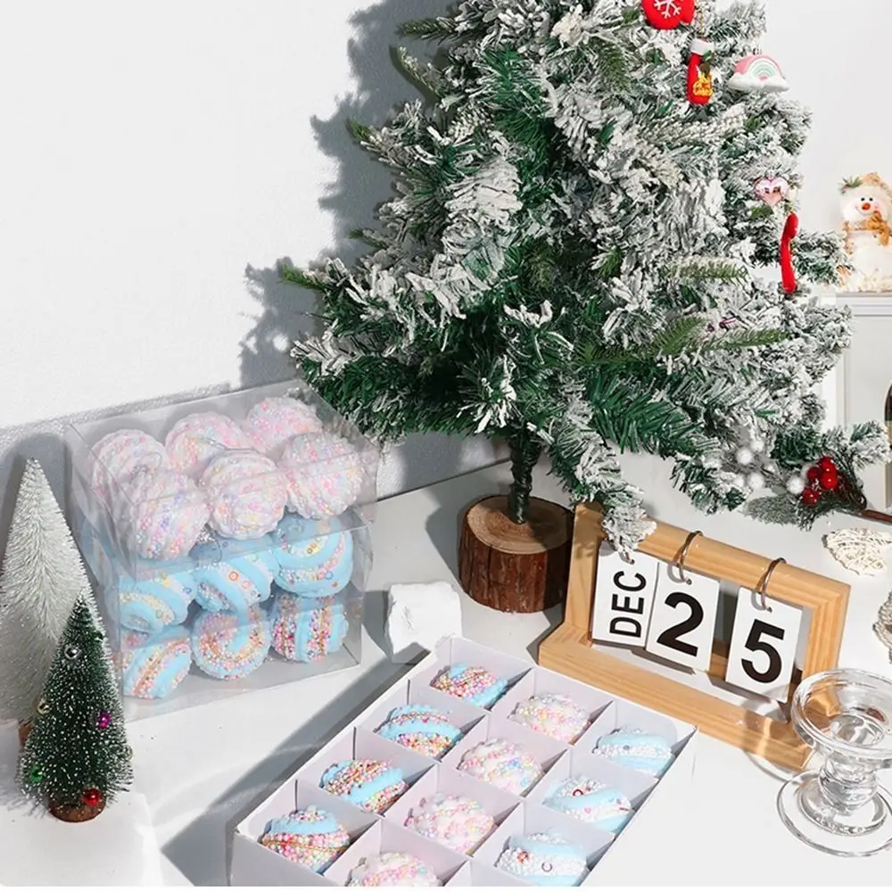 12 قطعة 6 سنتيمتر كرات عيد الميلاد قلادة الحلي معكرون اللون الملونة نقطة كرات معلقة لشجرة عيد الميلاد يتدفقون رغوة #2