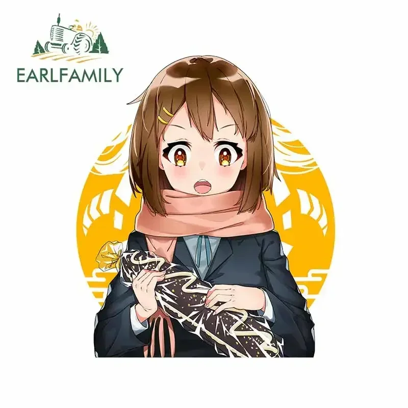 EARLFAMILY 43cm x 37.4cm Anime Hirasawa Yui Cute Car Stickers Waterproof Car Door Trunk Wall Decals JDM RV VAN Decoration