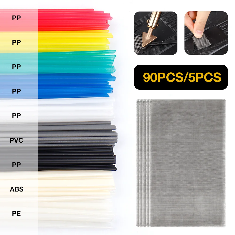 

9 Colors Plastic Welding Kit, ABS PP PVC PE Plastic Welding Rods,304 Stainless Steel Welding Repair Mesh,Car Bumper Repair Tool