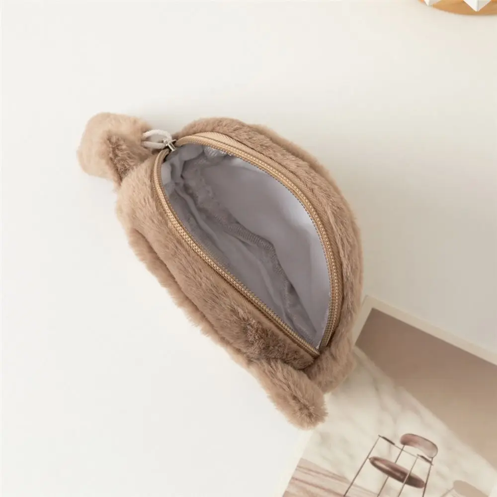 محفظة نسائية للعملات المعدنية على شكل قطة بسحاب للإغلاق، حقيبة سلسلة مفاتيح صغيرة من القطيفة الناعمة المحمولة لأحمر الشفاه للأطفال ومحافظ للعملات المعدنية