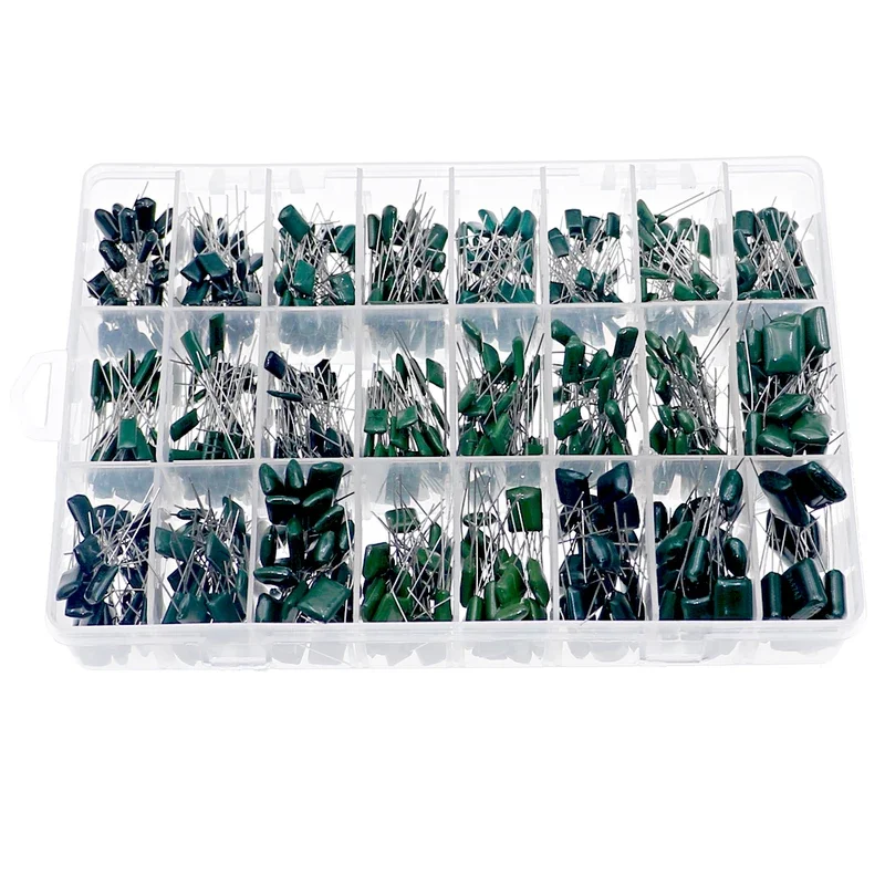 

660pcs 24Value 100V Polyester Film Capacitor Assorted Kit 2A221 2A471 2A102 2A222 2A472 2A103 2A223 2A473 2A104 2A224 2A474