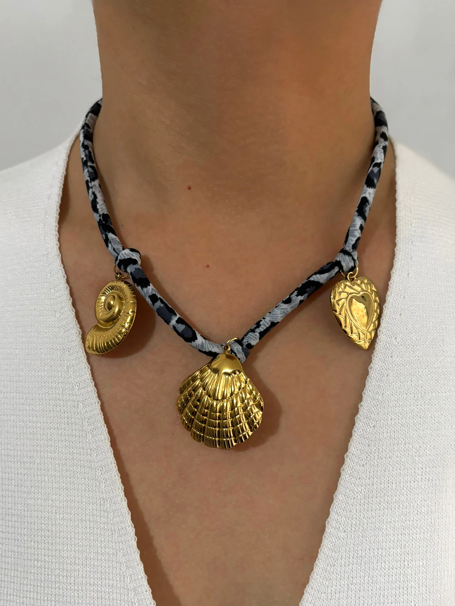 Peri\'sbox 2024 Vintage Trend Design Handmade Jewelry Gold Plated Heart Conch Pendant Necklace for Women Sweater Chain Waterproof