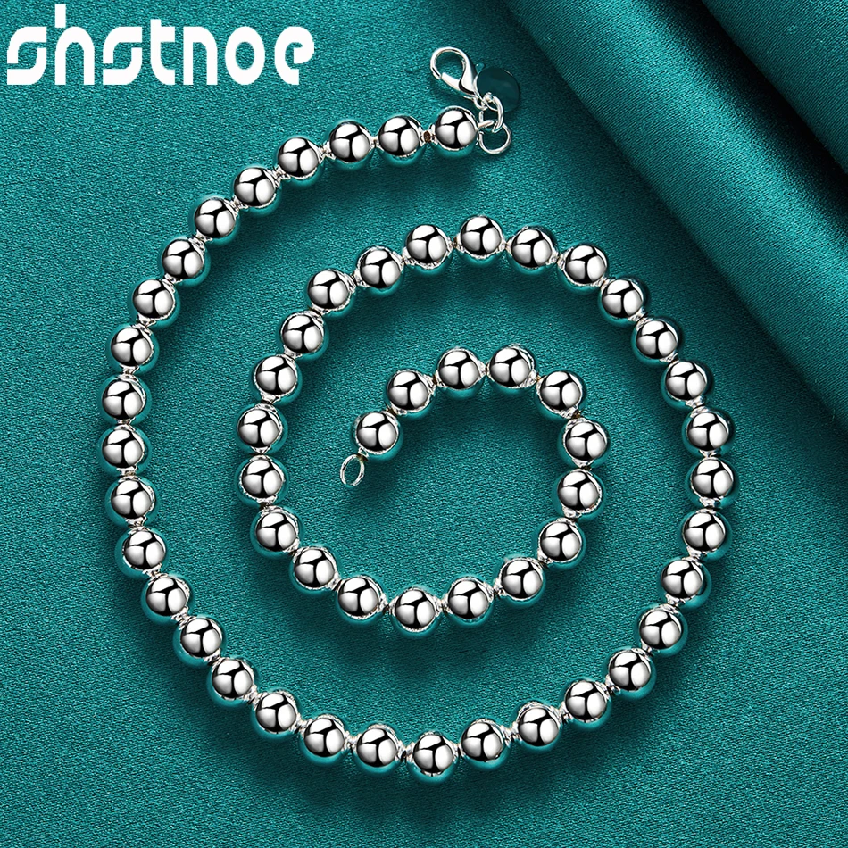 New 925 Sterling Silver Charm Smooth 8mm Bead Necklace Bracelet Earring Series Jewelry Sets For Woman Bridal Wedding Accessories