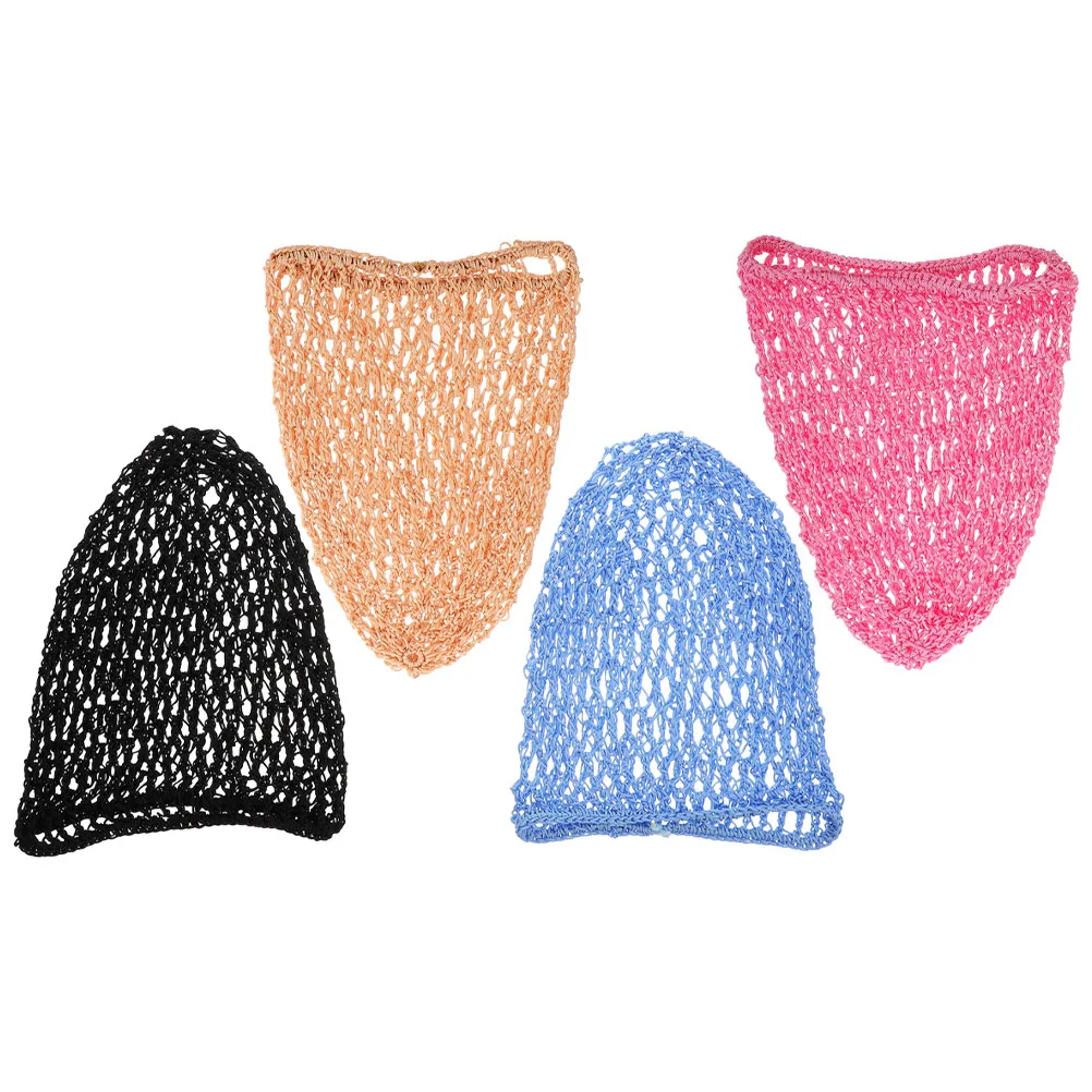 

4pcs Mesh Crochet Net Knit Hat Women Hairnet Cover Sleeping Caps For Thick Thin Short Long Hair Soft Durable