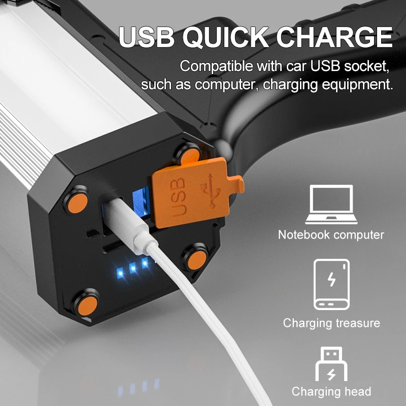 Superbright Spotlight Handheld Flashlight Rechargeable 18650 Battery Included 3 Mode Light USB Power Charger