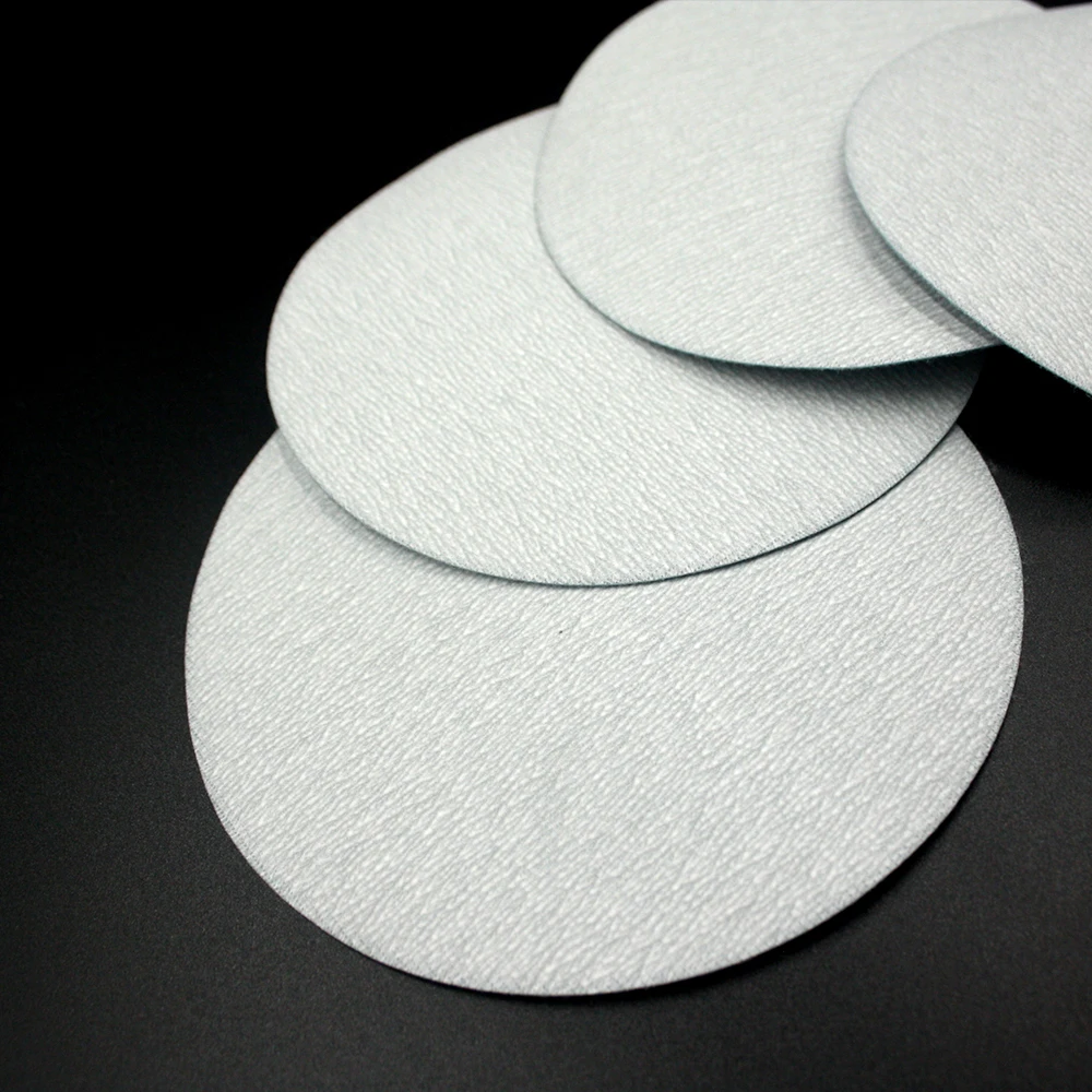 100pcs White Dry Sandpaper 5 Inch 125mm Waterproof Hook Loop 60-1200 Grit Sanding Discs for Woodworking Grinding Metal Polishing