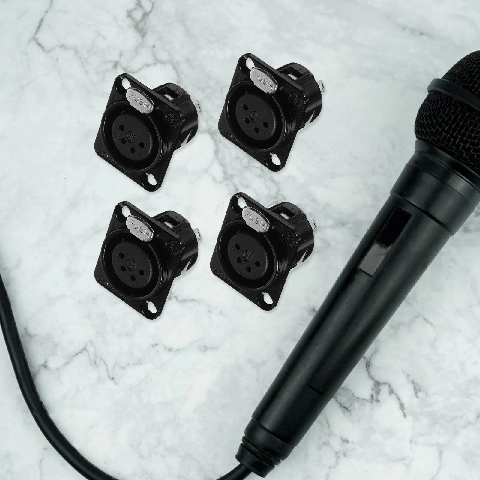 

4pcs Metal Xlr Female Panel Mount 4-Pin Audio Connector For Microphone Speaker Plating Copper Xlr 4 Pin Panel Adapter Mic