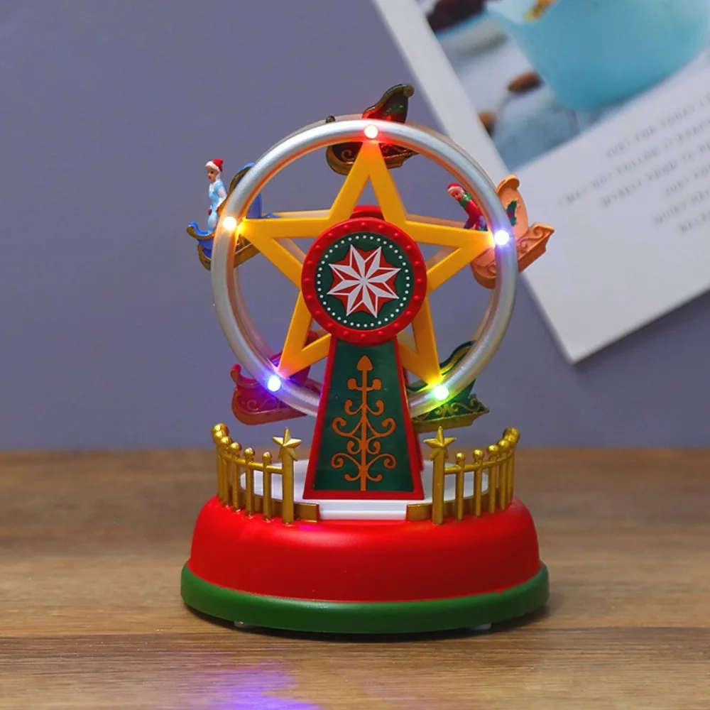 LED Lighting Christmas Popcorn House Rotating Design Christmas Theme Christmas Village Rotating Statue Music Playing