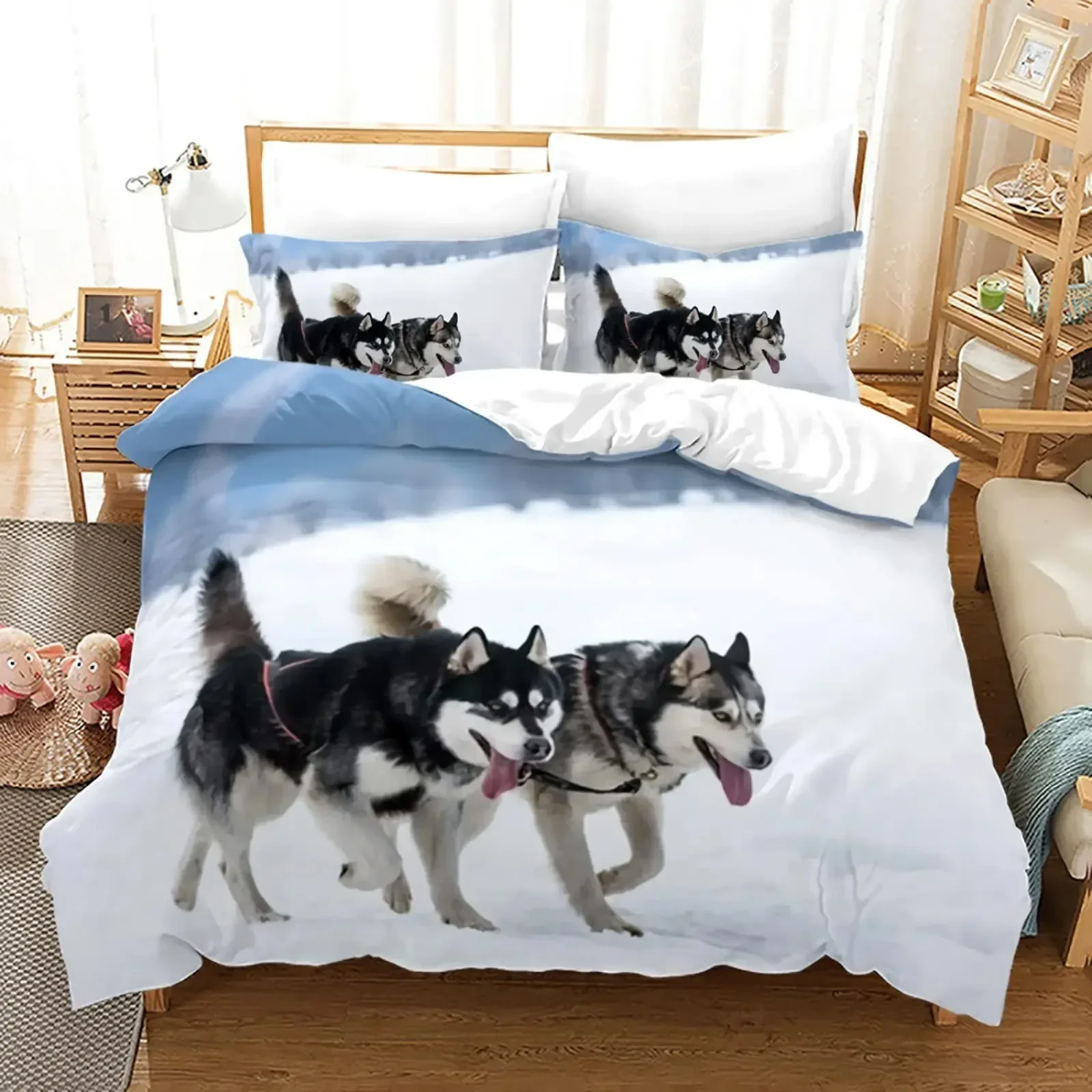 

Lovely Husky 3d Puppy Dog Husky Comfortable Duvet Quilt Cover Pillowcase Bedding Set Children Bedroom Decoration Home Textile